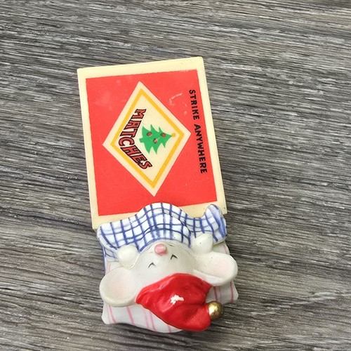Hallmark Tree Trimmer Matchless Christmas Clip on Ornament 1979 Mouse Matchbox - Picture 5 of 8
