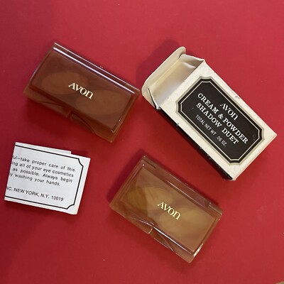 Lot of 2 Vintage Avon Cream & Powder Shadow Duets - Sky Blues Soft Greens