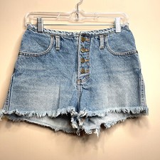 VTG Mudd 90s Y2K Jean Shorts Shortie Button Fly JR s Sz 5 100 Cotton Raw Hem