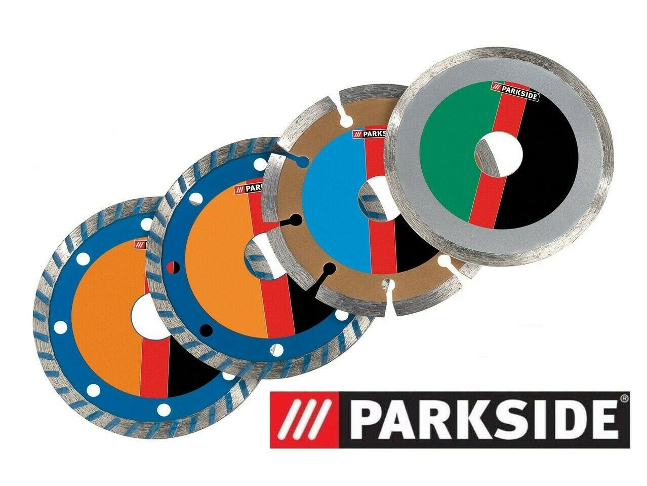 Parkside Diamond Cutting Disc Set, 4piece set 110mm 125mm blade 1.2mm