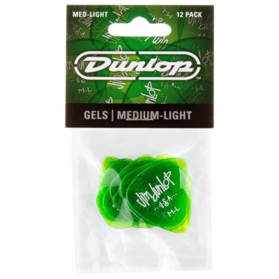 Dunlop Gels, Guitar Pick Green Medium Light 12-Pack