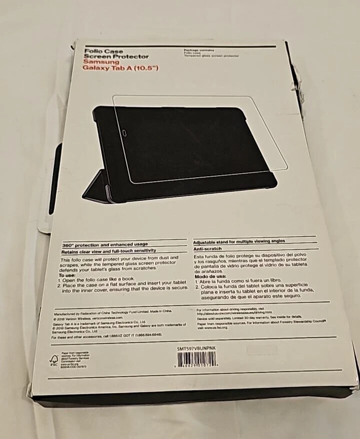 Verizon Folio Back Case Samsung Galaxy Tab A Smart Cover 10.5 Inch Bookcase Pink - Image 3 of 4