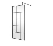 Matt Black Abstract Grid 8mm Wetroom Screen incl. Support Arm 800mm-900-1000mm