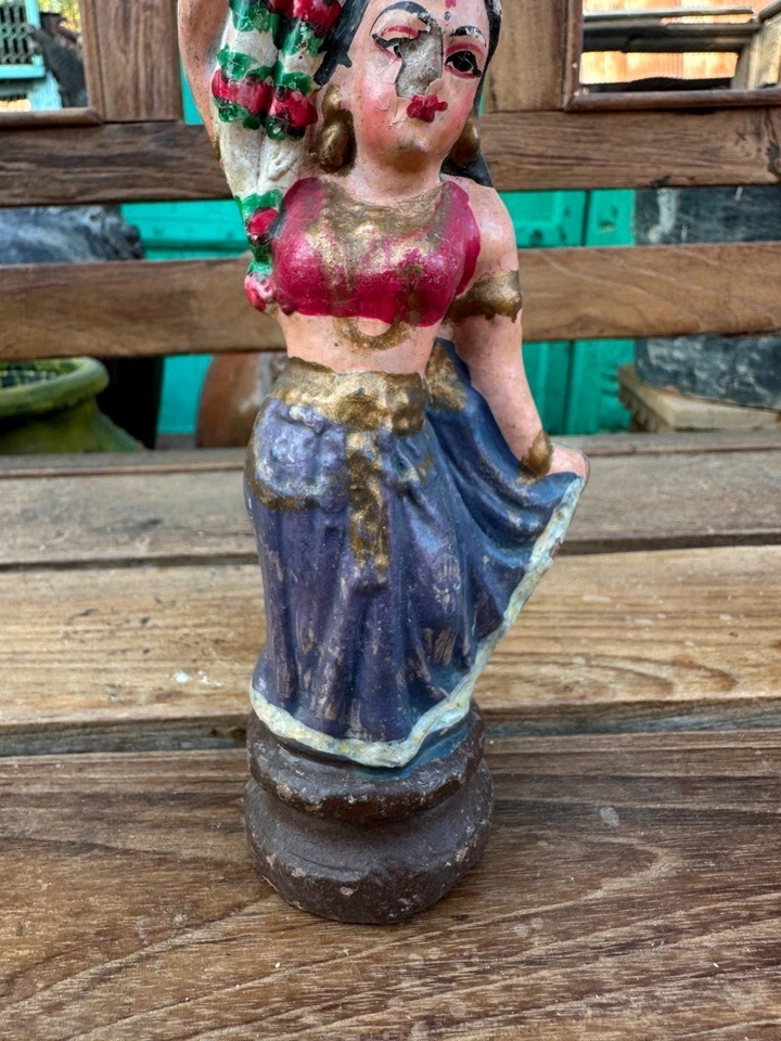 Figura de diosa pintada de terracota original antigua rara del siglo XVII Foto 3 de 4