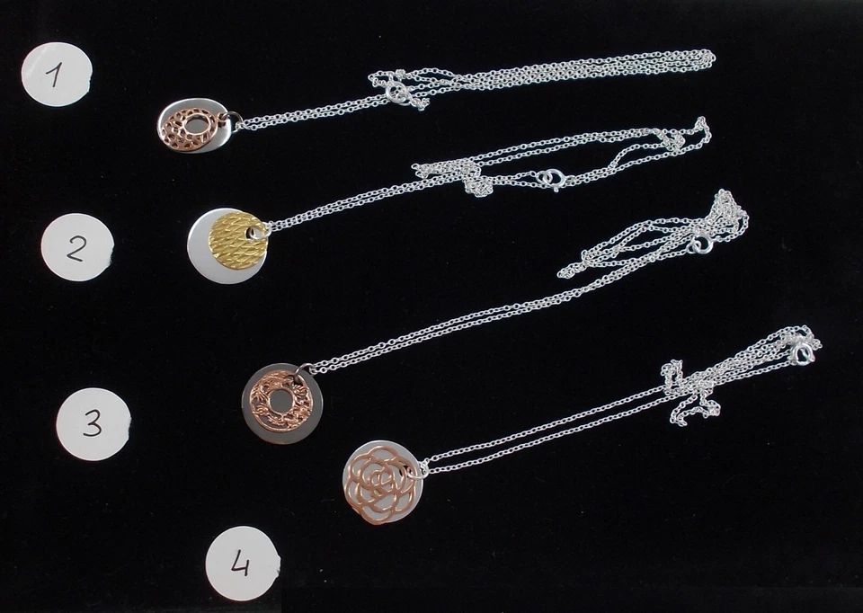 Raro Elegante Ciondolo con Collana Di 925 Argento Sterling Nuovo Mai Messo - Immagine 2 di 4