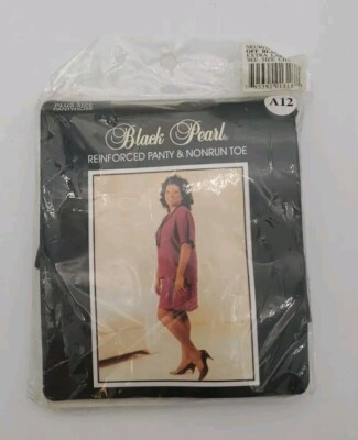 Black Pearl Reinforced Non-Run Pantyhose Off Black Plus Size Triumph Hosiery New