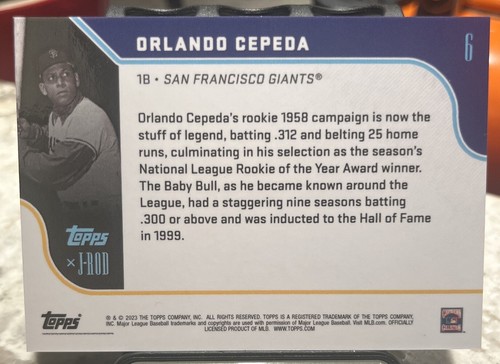 2023 Topps X J-Rod The Show Out Collection Purple /75 Orlando Cepeda Giants #6 - Picture 2 of 2