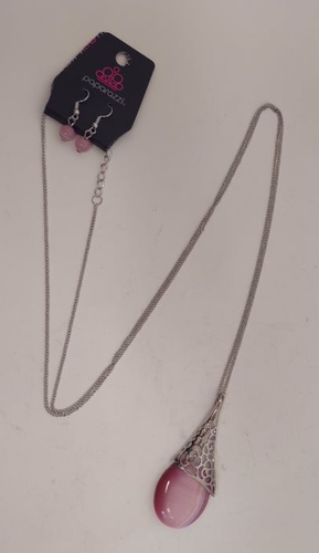New Paparazzi Jewelry Earrings & Necklace Set "Lets Take a MOONWALK" Pink - Picture 2 of 2