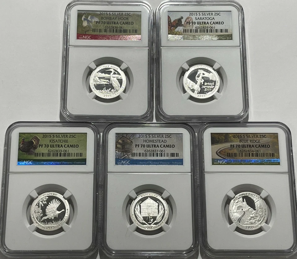2015 S Proof Silver 5 Coin Quarter Set NGC PF70 Ultra Cameo National Parks - Image 3 of 3