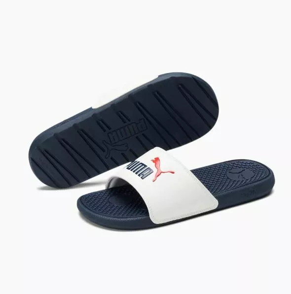 Puma Cool Cat JR Slides Sandals White Peacoat High Risk Red Big
