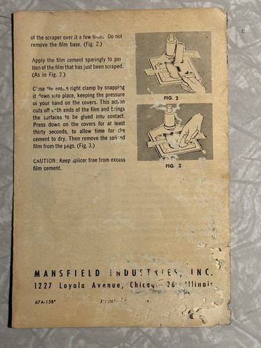 Mansfield Reporter 8mm Film Editor Model 650 Instruction Manual - 第 3/3 張圖片