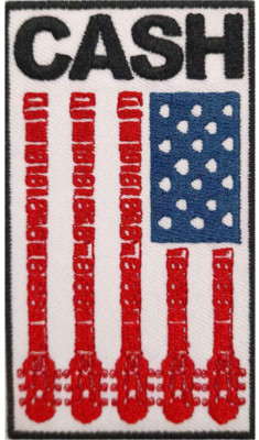JOHNNY CASH AUFBÜGLER EMBROIDERY PATCH # 4 AMERICAN FLAG GUITAR FLICKEN 9x6cm