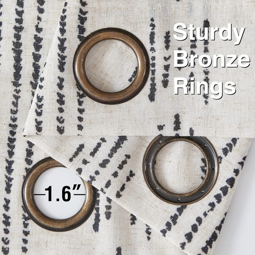 Contemporary Linen Blend Boho Curtains (2 Panels) - 120" Length, Grommet Style - Picture 6 of 11