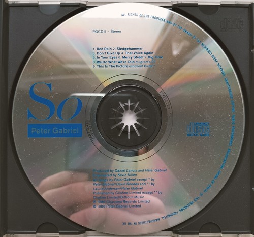 PETER GABRIEL So CD UK 1986 Nimbus England smooth case Genesis King Crimson - Bild 2 von 7