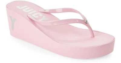 Juicy Par Juicy Couture NAOMI Imprimé String Compensé Rose Sandales Tongs Neuf - Photo 1/4