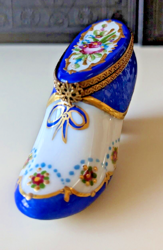 Seltene Limoges Porzellan Schuh Schmuckschatulle in Top Zustand - Bild 3 von 24
