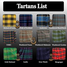 Scottish Tartan Utility Kilt For Men 8 Yard 16oz Acrylic Wool Adjustable Straps