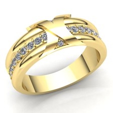 Genuine 1ctw Round Cut Diamond Mens X Accent Anniversary Wedding Band 14K Gold