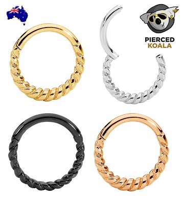 2Pcs Surgical Steel Twist Hinged Segment Septum Tragus Nose Ring Sleeper Earring
