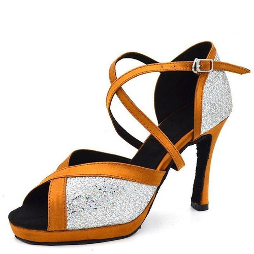 Dance shoe with plateau, completely covered with crystal rhinestones in 10  cm heel