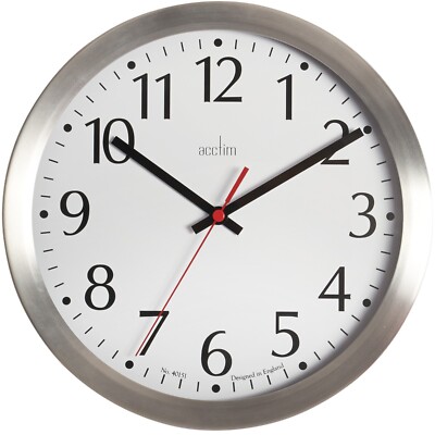 Acctim Javik Wanduhr Quarz gesponnenes Metall leicht ablesbare Zahlen Aluminium 25 cm