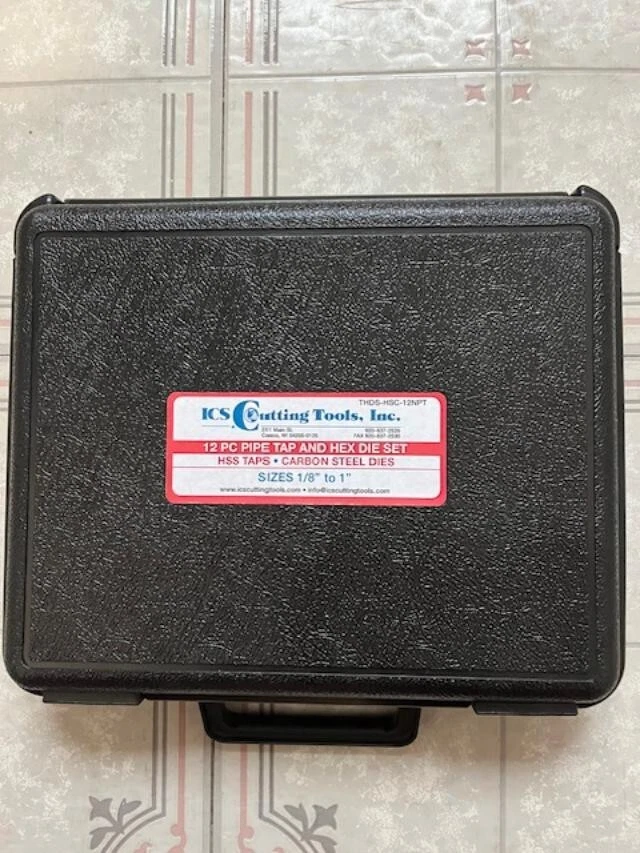 12 PC PIPE TAP AND AND DIE SETS CARBON STEEL / HIGH SPEED STEEL SIZE 1/8" TO 1" - Image 2 of 4