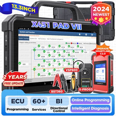 LAUNCH X431 PAD VII Pad7 Pro Car Diagnostic Scanner J2534 Key Programming Coding