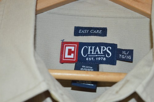 CHAPS By Ralph Lauren Easy Care Short Sleeve Beige Shirt - Extra Large XL  - Picture 3 of 5