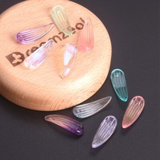 10pcs 25x9mm Bamboo Leaf Crystal Glass Loose Pendant Beads for Jewellery Making