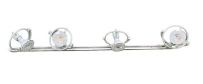 White 4 Light Orbit Double Gimbal  Heads Track Kit With End Feed Cord And Plug