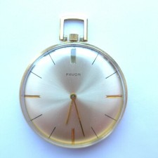 unisex TASCHEN-FRACK-UHR, "FAVOR", vergoldet, Cal. AS 1525, funktioniert-ca.1960