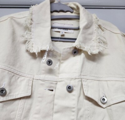 BB Dakota Womens Natural Denim Jacket Coat Frayed Collar NEW Size