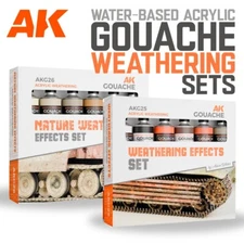 AK Interactive: GOUACHE 6-Pack Sets - Water Based Weathering Paint Set
