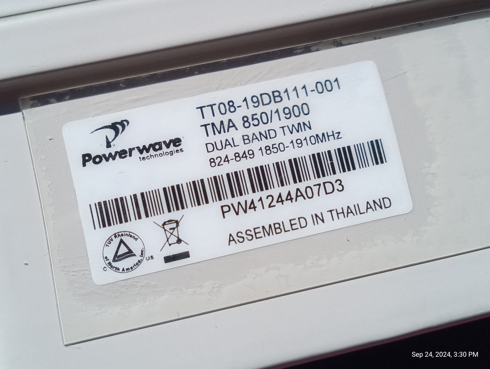 Powerwave TT08-19DB111-001 Dual Band 850/1900 TMA Twin 12dB AISG 1.1 New