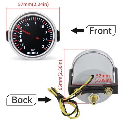 Manomètre Youngtimer Pression Turbo Boost 52mm Noir - JOM Car Parts Rallye