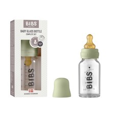 Baby Glass Bottle Complete Set 110 ml  BPA Free Natural Rubber  Made in Den...