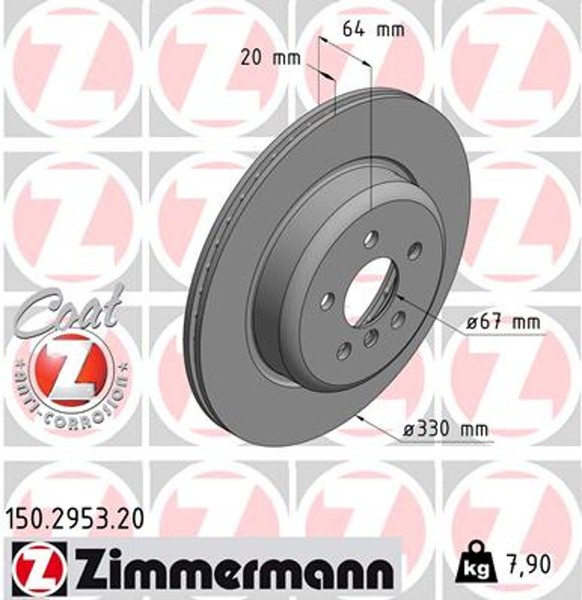 1X Zimmermann Bremsscheibe Coat Z 150.2953.20 FüR BMW Toyota G30 F90 G31 X3 X4-image