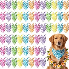 60 PCS Summer Hibiscus Flower Dog Bandana Hawaiian Triangle Bib