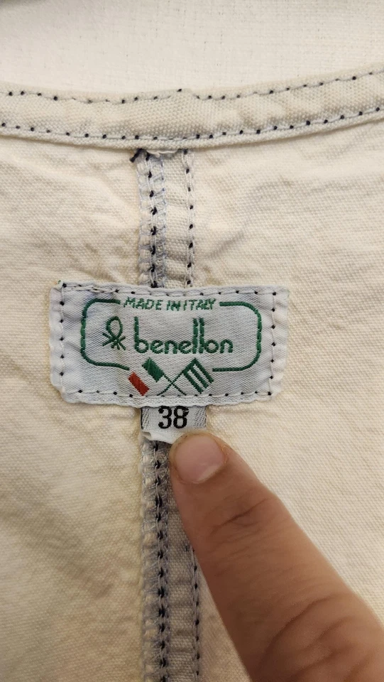 Vestido Benetton para mujer 38 marfil cremallera frontal delantal bolsillos utilitarios Italia Y2K leer Foto 2 de 4