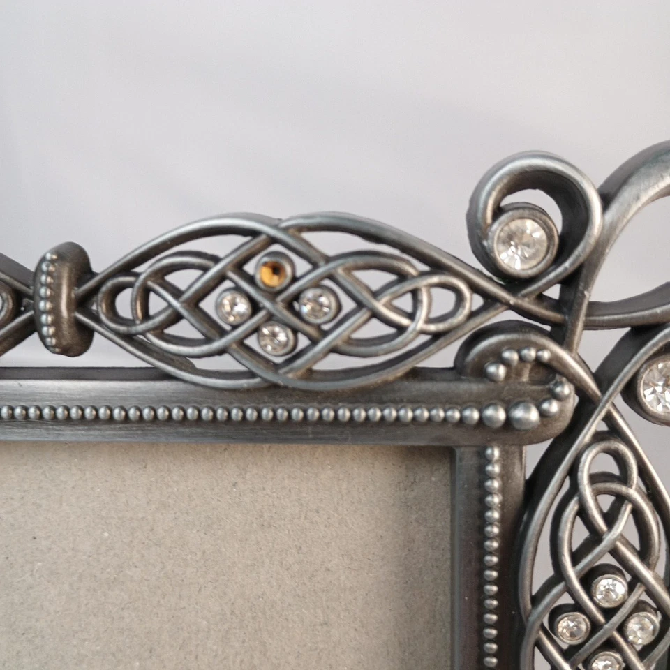 Malden Jeweled Picture Frame 3.5X5 Pewter colored decorated frame with glass jwl - Image 2 of 4