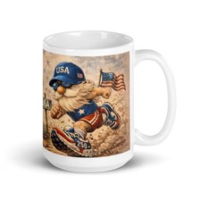 America Patriotic Gnome Mug Go Big USA Flag Coffee Cup