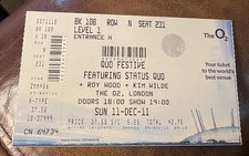 KIM WILDE/STATUS QUO/ROY WOOD RARE CONCERT TICKET STUB LONDON 12/11/2011