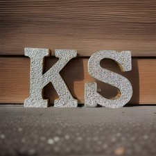 Handcrafted Rhinestone Wooden Monogram Letters  K     S    Glam Wall Decor