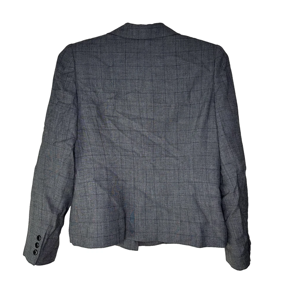 Blazer Caslon Mujer Talla 10 Gris Mezcla de Lana a Cuadros Tres Botones Chaqueta de Carrera Foto 2 de 4
