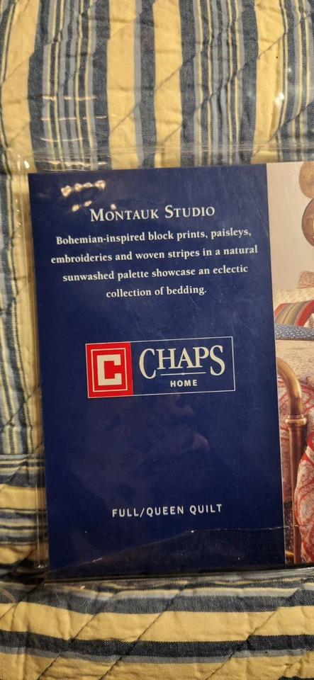 Edredón Chaps Ralph Lauren Completo/Reina Patchwork Montauk Studio Rayas Azul Revrsbl Foto 3 de 4