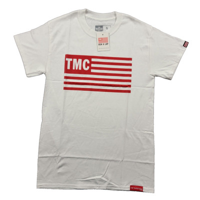The Marathon Clothing TMC Shirt Mens Small White Graphic Tee Logo Run A Lap