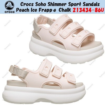 Crocs Soho Shimmer Sport Sandalen Peach Ice Frappé Chalk 213434-86U Unisex Gr.