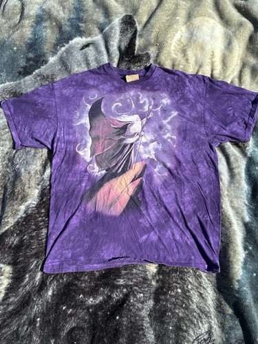VTG Y2K The Mountain Wizard Tie-Dye T-Shirt Leather Tag USA Made Size XXL Purple