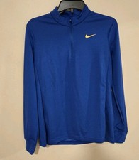 Nike Womens Dri-fit Victory 1/4 Zip running top size Medium blue yellow Quarter