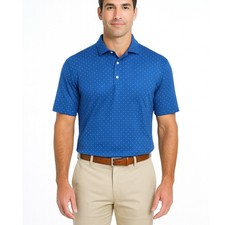 FootJoy FJ Golf Polo Shirt Mens XL Blue White Dot Print Short Sleeve Performance